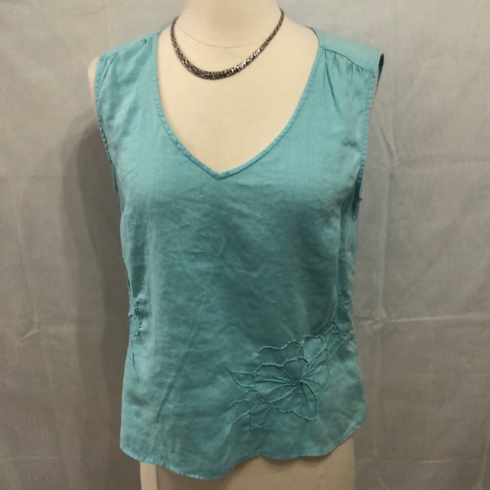 JJill Linen Tank with embroidery